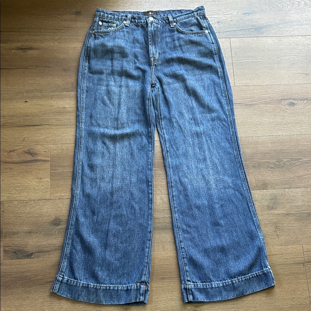 7 For All Mankind Women's Wide-Leg Jeans in Medium Blue Wash !! Size 30